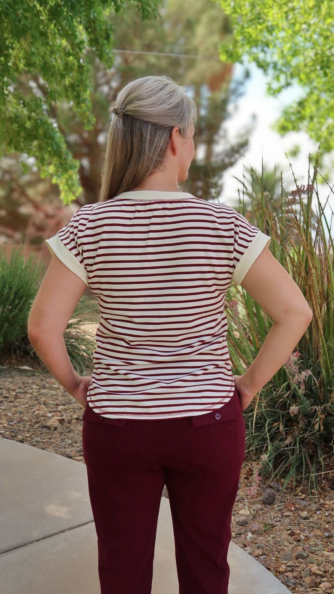 Wine Stripe Henley Top
