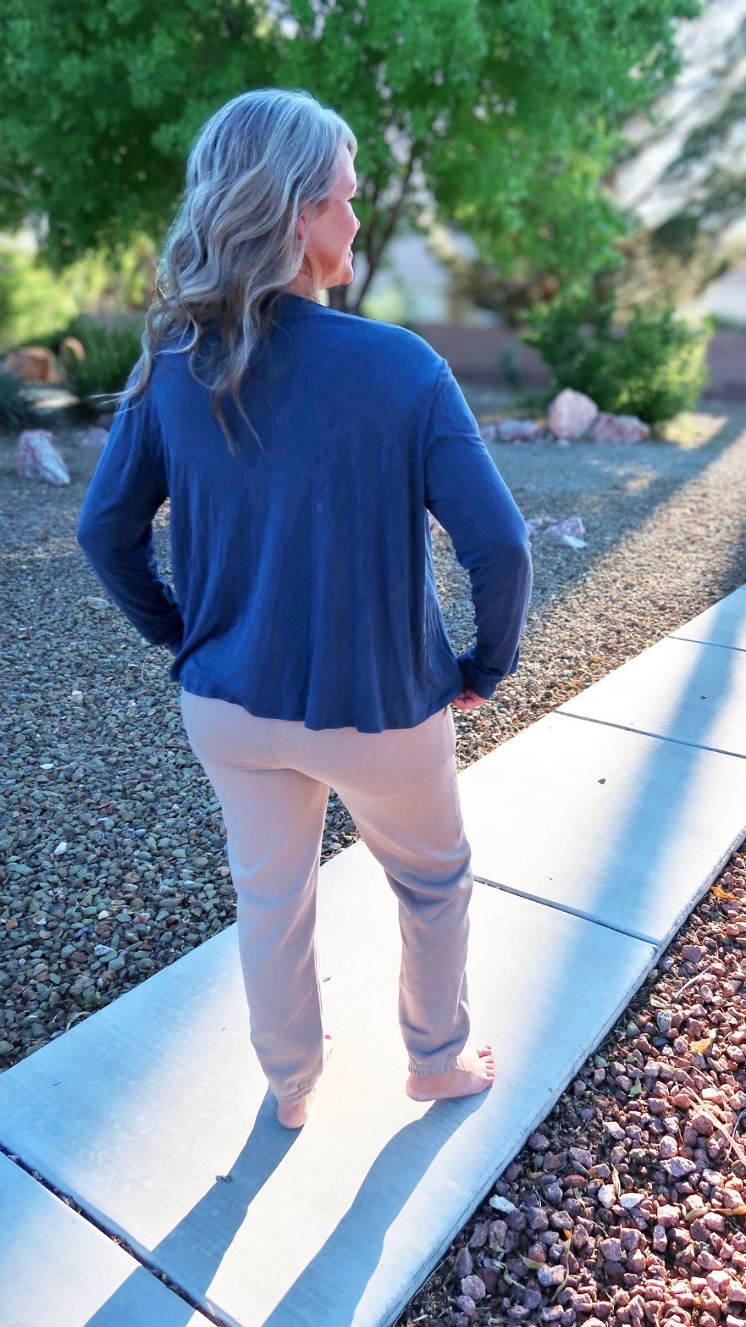 Women’s navy open front cardigan- alohi gold apparel