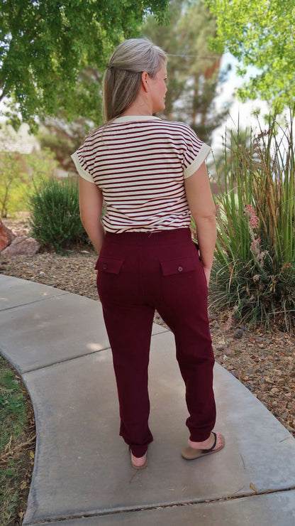 Wine Stripe Henley Top