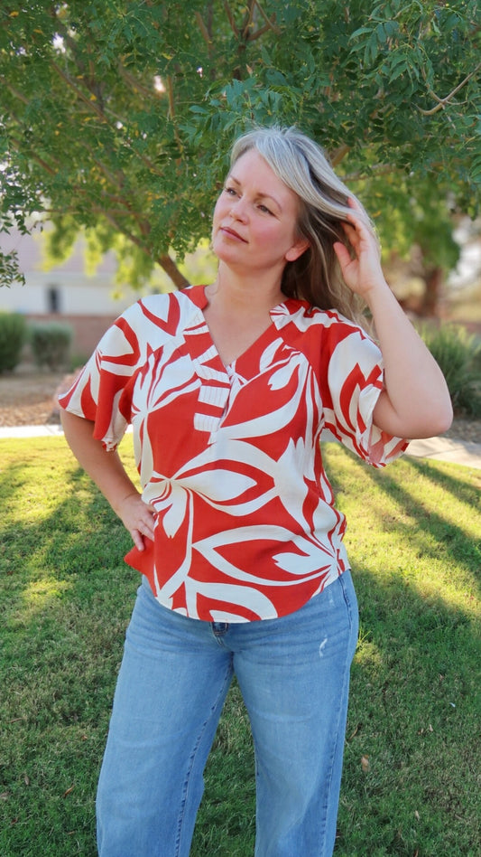 Pumpkin Swirl Short Sleeve Top- Alohi Gold apparel