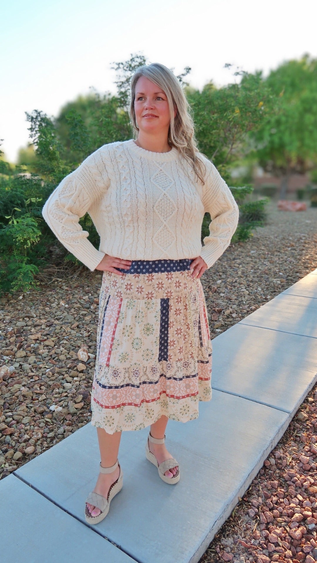 Winter White Cable Knit Sweater- alohi gold apparel