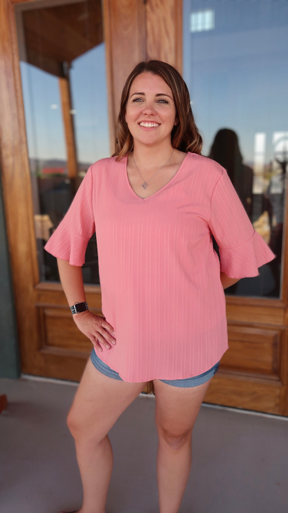 Pink Lemonade Textured Top - Alohi Gold Apparel