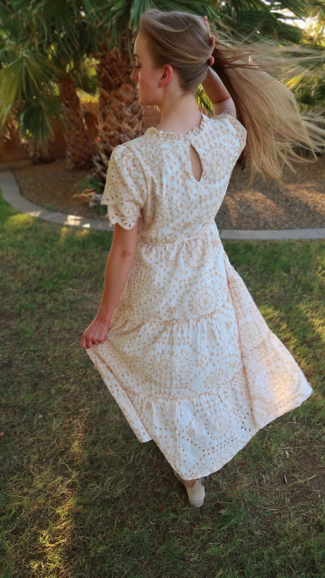 Kaiulani Embroidered Midi Dress- Alohi Gold Apparel