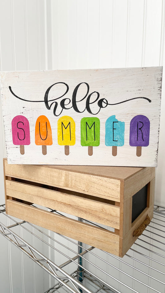 Hello Summer Wood Sign