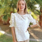 White Plumeria Embroidered Top- Alohi Gold Apparel