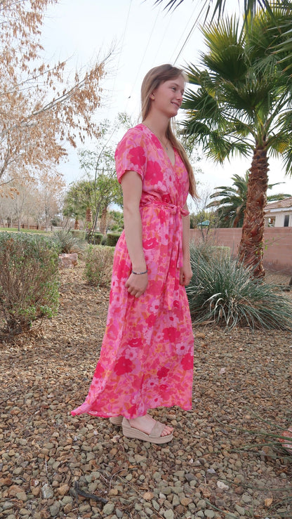 Hibiscus Pink Maxi Dress- Alohi Gold Apparel