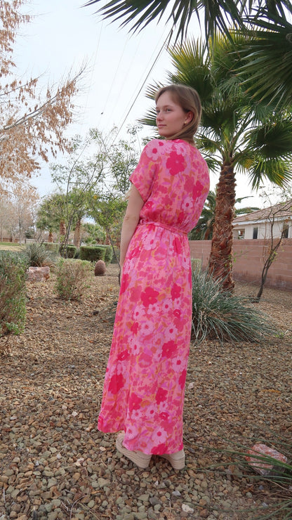 Hibiscus Pink Maxi Dress- Alohi Gold Apparel