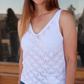 Coconut Creme Crochet Vest- Alohi Gold Apparel