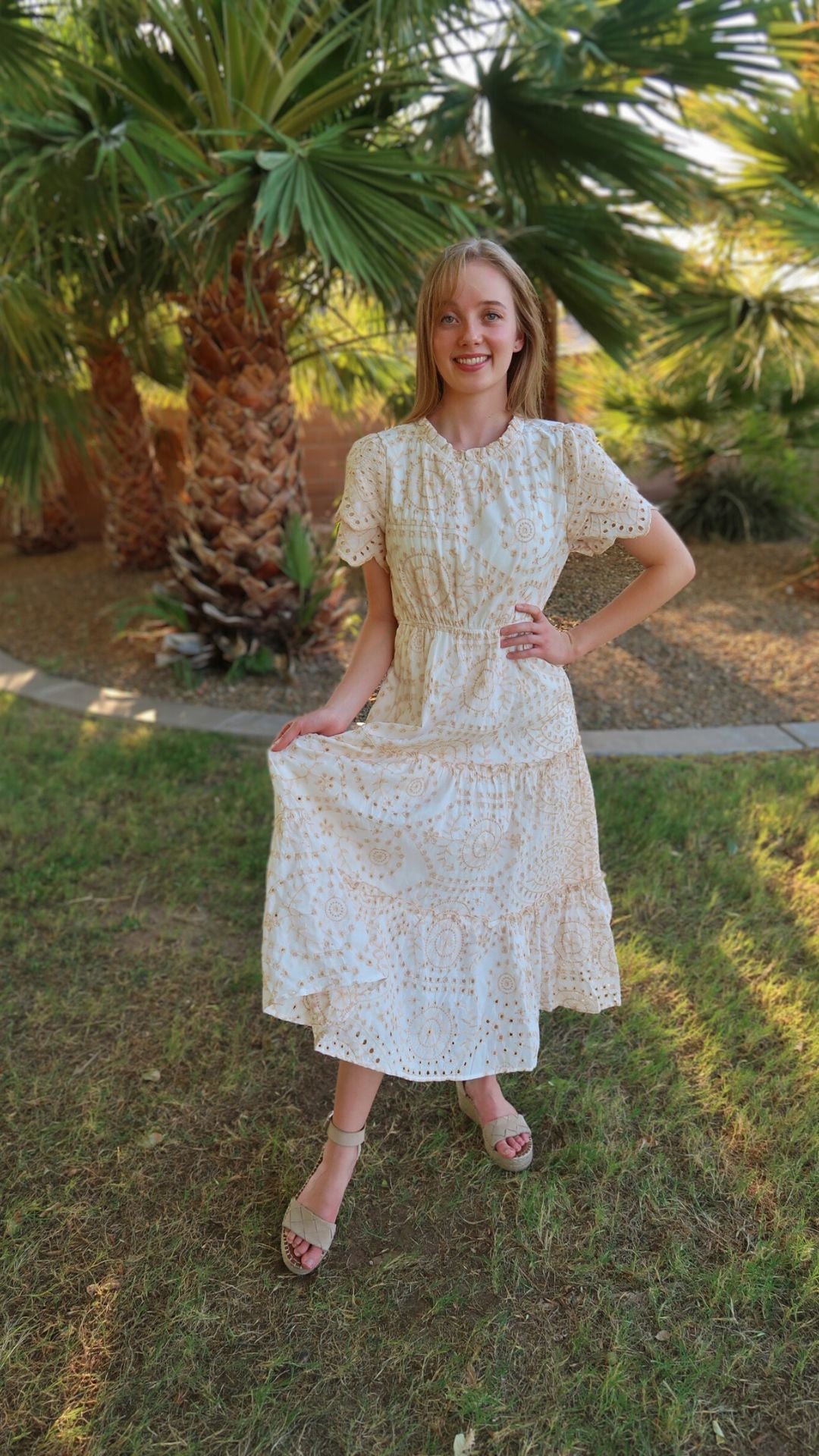 Kaiulani Embroidered Midi Dress- Alohi Gold Apparel