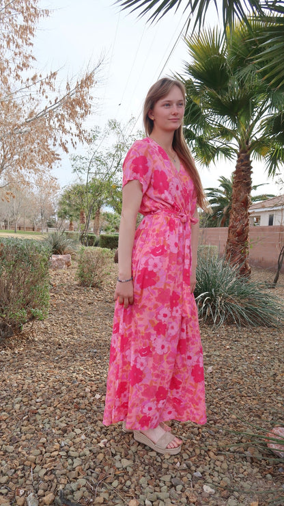 Hibiscus Pink Maxi Dress- Alohi Gold Apparel