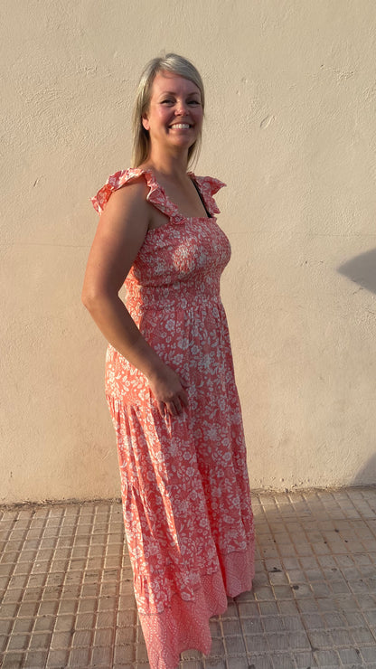 Curvy Coral Maxi Dress