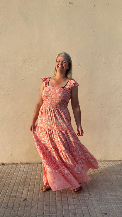 Curvy Coral Maxi Dress