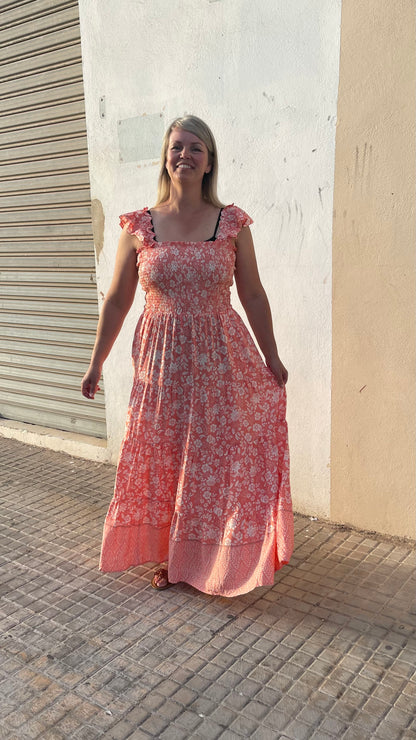 Curvy Coral Maxi Dress