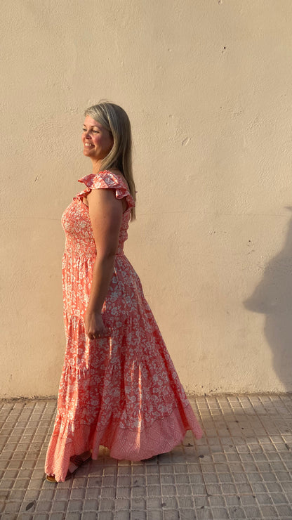 Curvy Coral Maxi Dress