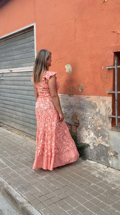 Curvy Coral Maxi Dress