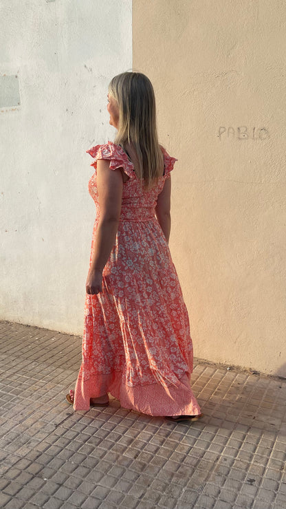 Curvy Coral Maxi Dress