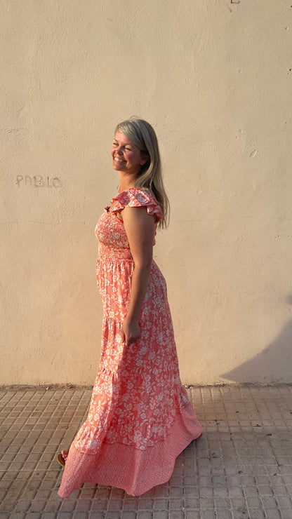 Curvy Coral Maxi Dress