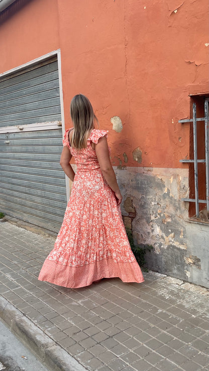 Curvy Coral Maxi Dress